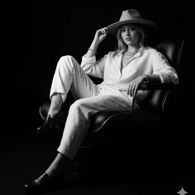 : "Hyper-realistic 8K black-and-white studio portrait...