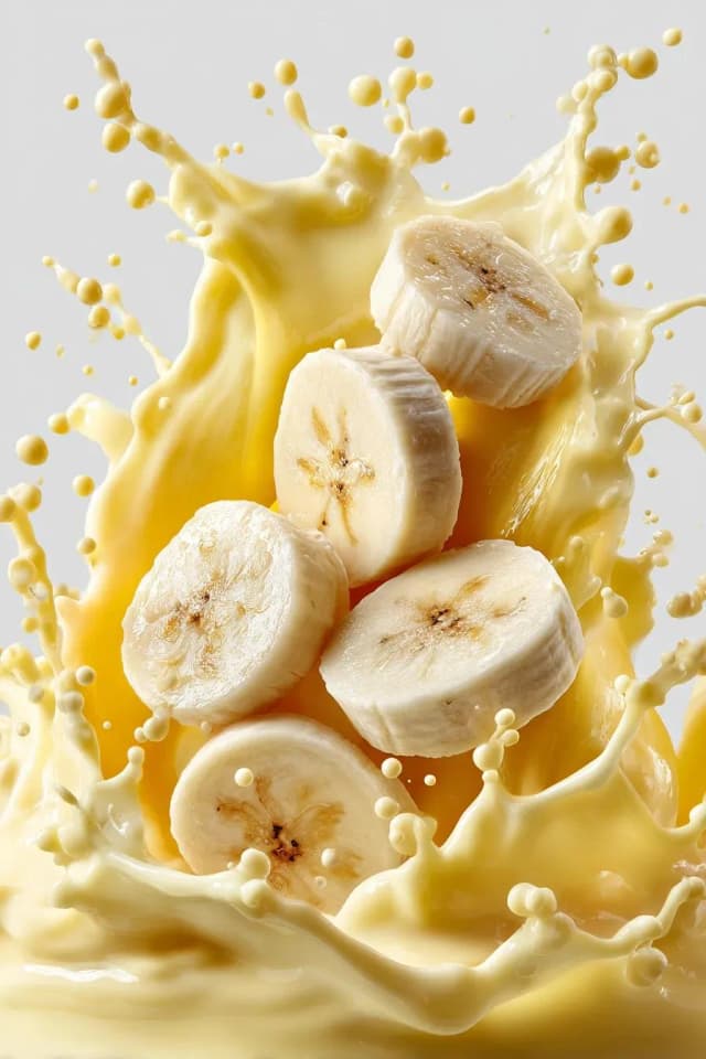 Vibrant orange slices splashing into thick white milk.